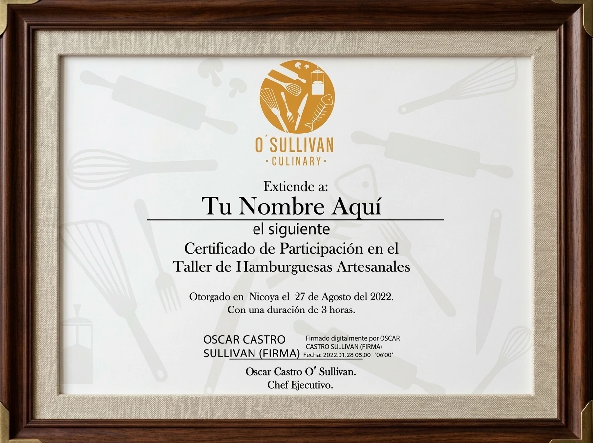 Certificado Digital Instituto O'Sullivan Culinary