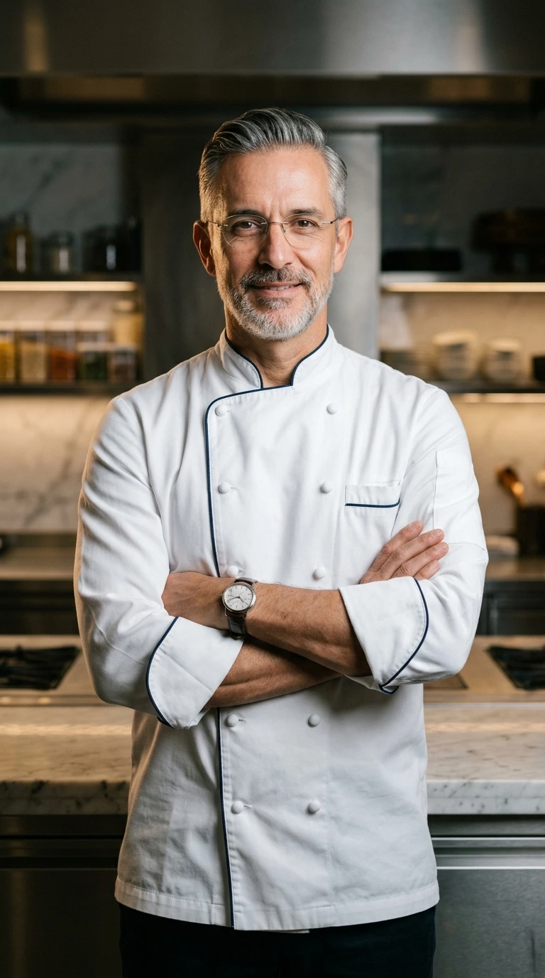 Chef profesional con filipina blanca - Chef Oscar Castro